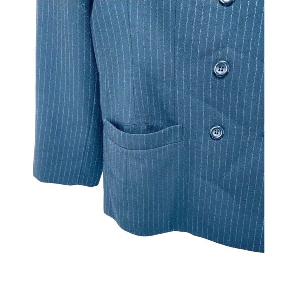 LE SUIT Petite Blazer Jacket Size 14P Women’s Black Striped Blend Front Pockets - Picture 4 of 10